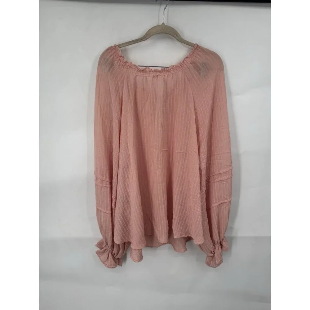 Free People Out Of Town Boho Peasant Swing Top Women L Pink Peasant Prairie - Picture 3 of 11